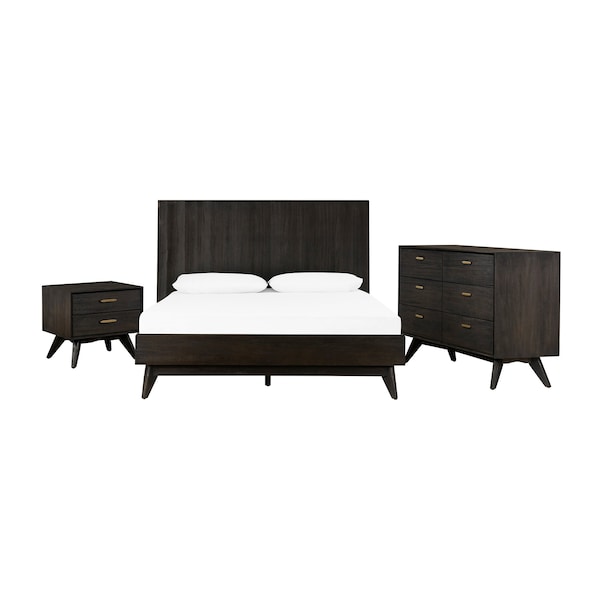 Armen Living Baly 3 Piece Acacia King Loft Bed and Nightstands Bedroom Set SETLFBDKG3A - main
